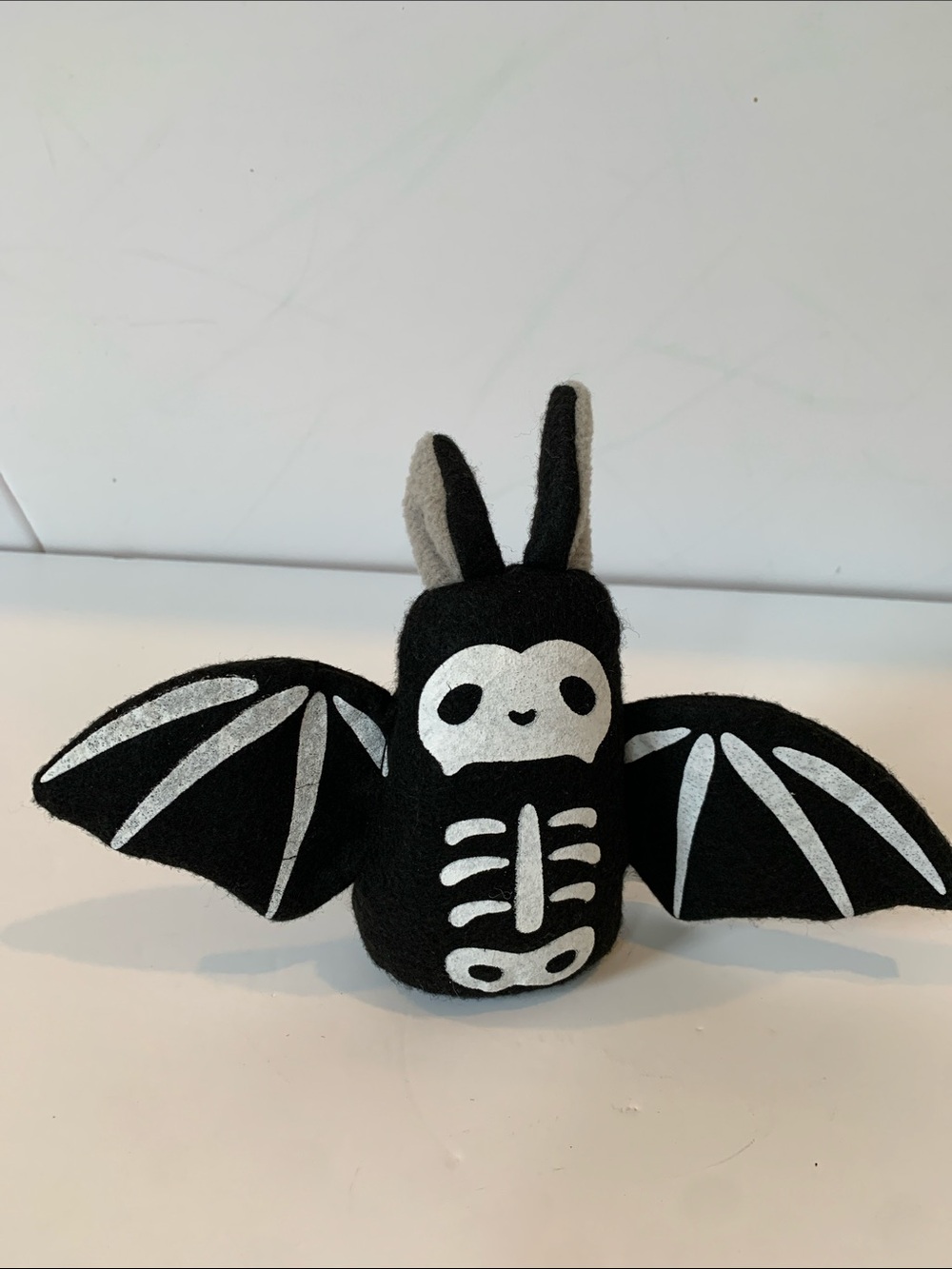 Target Black & White Felt Halloween Holiday 7” Bat Skeleton Plush Tabletop Decor
